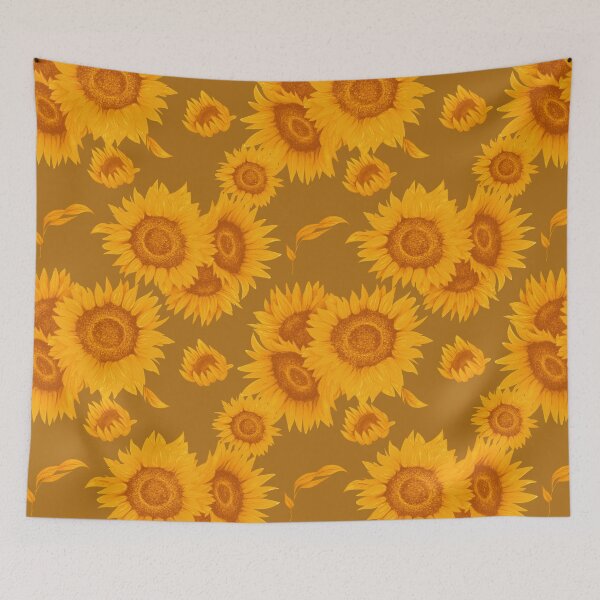 Item preview, Burnt orange sunflower field pattern designed and sold by ankka.