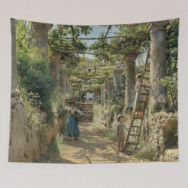 Item preview, Peder Mørk Mønsted (1859-1941): In the Shadow of an Italian Pergola, 1884, oil on canvas designed and sold by Art Outlaws.
