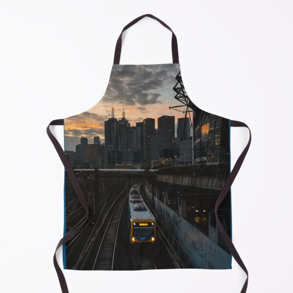 Item preview, Melbourne City Skyline and Train at Sunset designed and sold by JonesyDave.