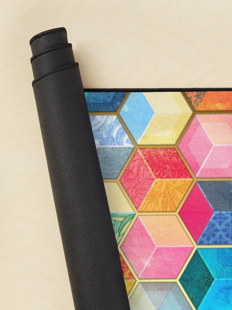 Alternate view of Crystal Bohemian Honeycomb Cubes - colorful hexagon pattern Mouse Pad