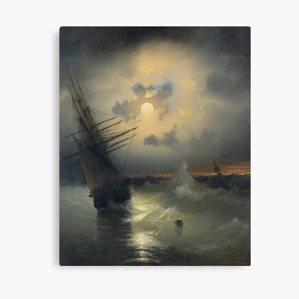 Item preview, Ivan Aivazovsky (1817 - 1900): A Sailing Ship on a High Sea by Moonlight, 1840s, Oil on board, 24.6 x 19.2 cm designed and sold by Art  Outlaws.