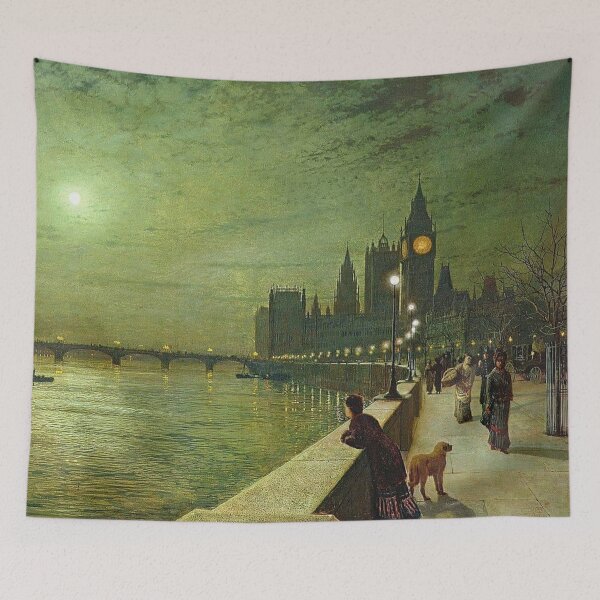 Item preview, John Atkinson Grimshaw (1836–1893): Reflections on the Thames, Westminster (detail), 1880, oil on canvas, 76.2 x 127 cm designed and sold by Art Outlaws.