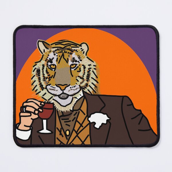 Item preview, Tiger in a Suit Drinking Red Wine Portrait designed and sold by ellenhenry.