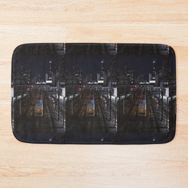 Item preview, City Skyline at Night with Passing Passenger Trains  designed and sold by JonesyDave.