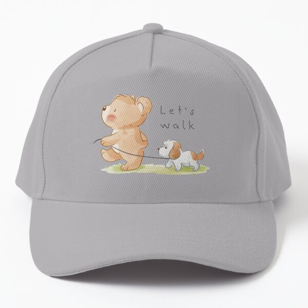 Let's walk Cute bear walking puppy Baseball Cap