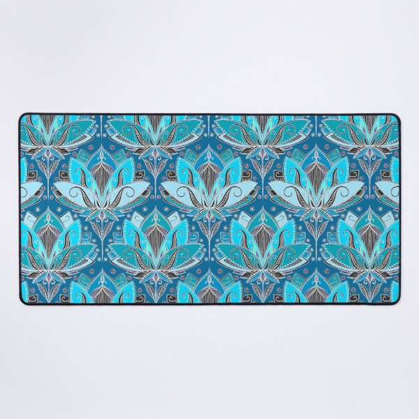 Item preview, Art Deco Lotus Rising - black, teal & turquoise pattern designed and sold by micklyn.