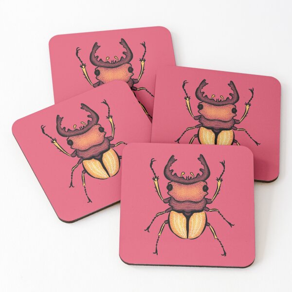 Item preview, Colorful Stag Beetle Hot Pink Insect Art designed and sold by Boriana Giormova.