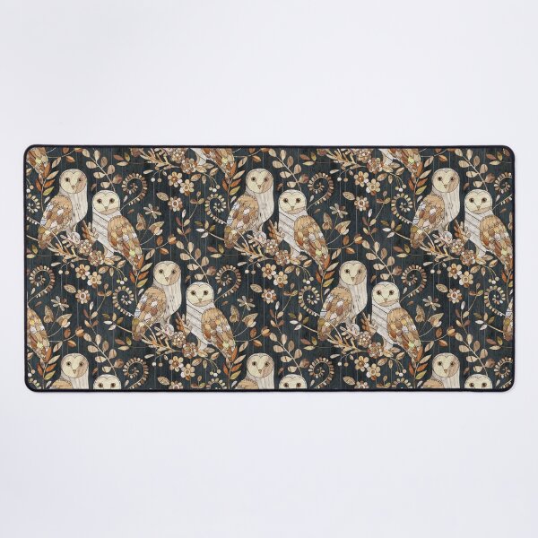 Wooden Wonderland Barn Owl Collage Desk Mat