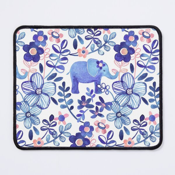 Item preview, Pale Coral, White and Purple Elephant and Floral Watercolor Pattern designed and sold by micklyn.