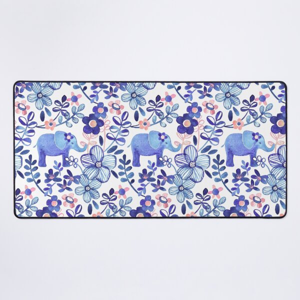 Item preview, Pale Coral, White and Purple Elephant and Floral Watercolor Pattern designed and sold by micklyn.