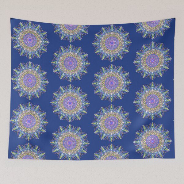 Item preview, Royal Blue Mandala with Orange Highlights designed and sold by InkyandCotton.