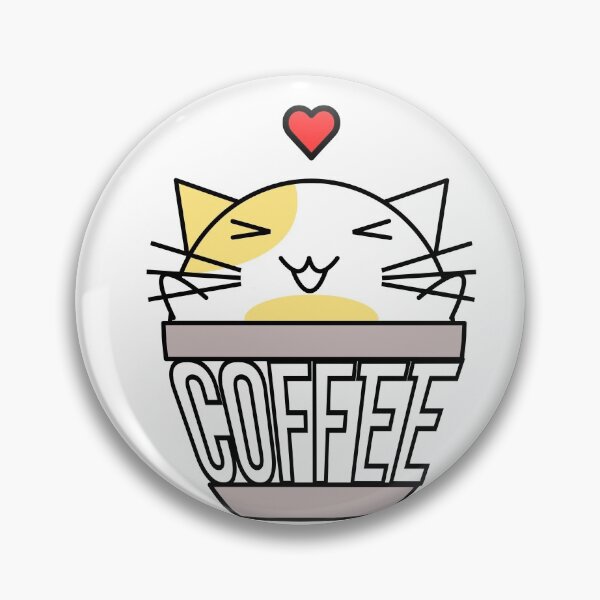 Item preview, Happy cat in coffee cup with warped text heart on head yellow designed and sold by CoffeewithKitty.