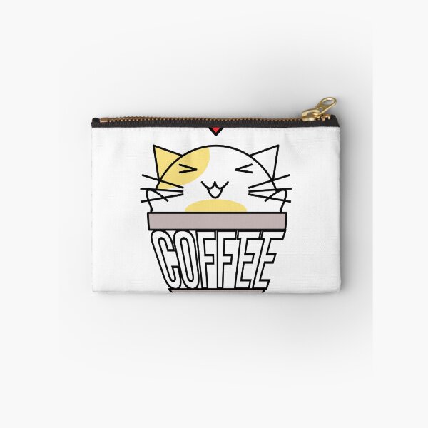 Artikelvorschau, Glückliche Katze in Kaffeetasse mit verzogenem Textherz auf dem Kopf gelb entworfen und verkauft von CoffeewithKitty.