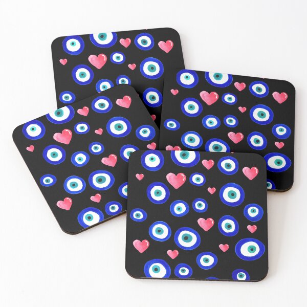 Item preview, Scattered Evil Eyes & Hearts on black designed and sold by laurabethlove.
