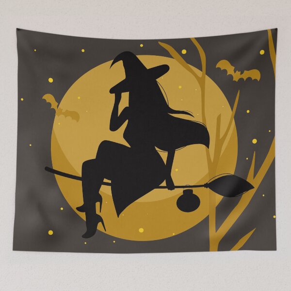 Item preview, Halloween art, Gothic art, Spooky decor, Witch art, Dark art, Moon art print, Witch on a broomstick designed and sold by KristinityArt.