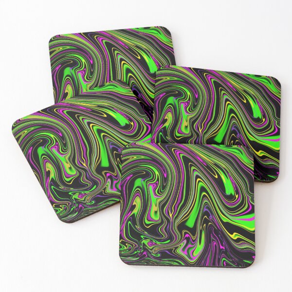 Item preview, green pink psychedelic swirl trippy artwork abstract acrylic designed and sold by Golden-place.