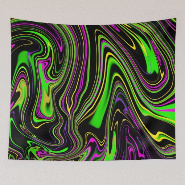 Item preview, green pink psychedelic swirl trippy artwork abstract acrylic designed and sold by Golden-place.
