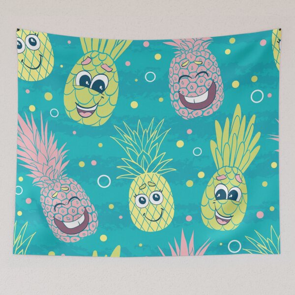 Item preview, Fun pineapple faces seamless designed and sold by Gurshnet68.