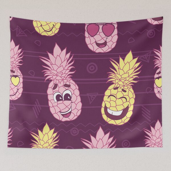 Item preview, Fun pineapple faces seamless designed and sold by Gurshnet68.