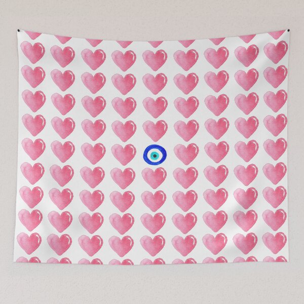 Item preview, Pink Hearts & Evil Eye Watercolor  designed and sold by laurabethlove.