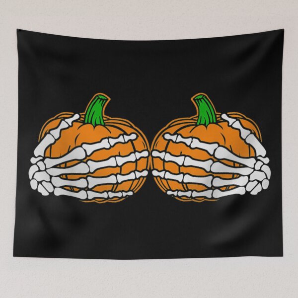 Item preview, Halloween Womens Boob Pumpkin Skeleton Hand designed and sold by ghazalish.