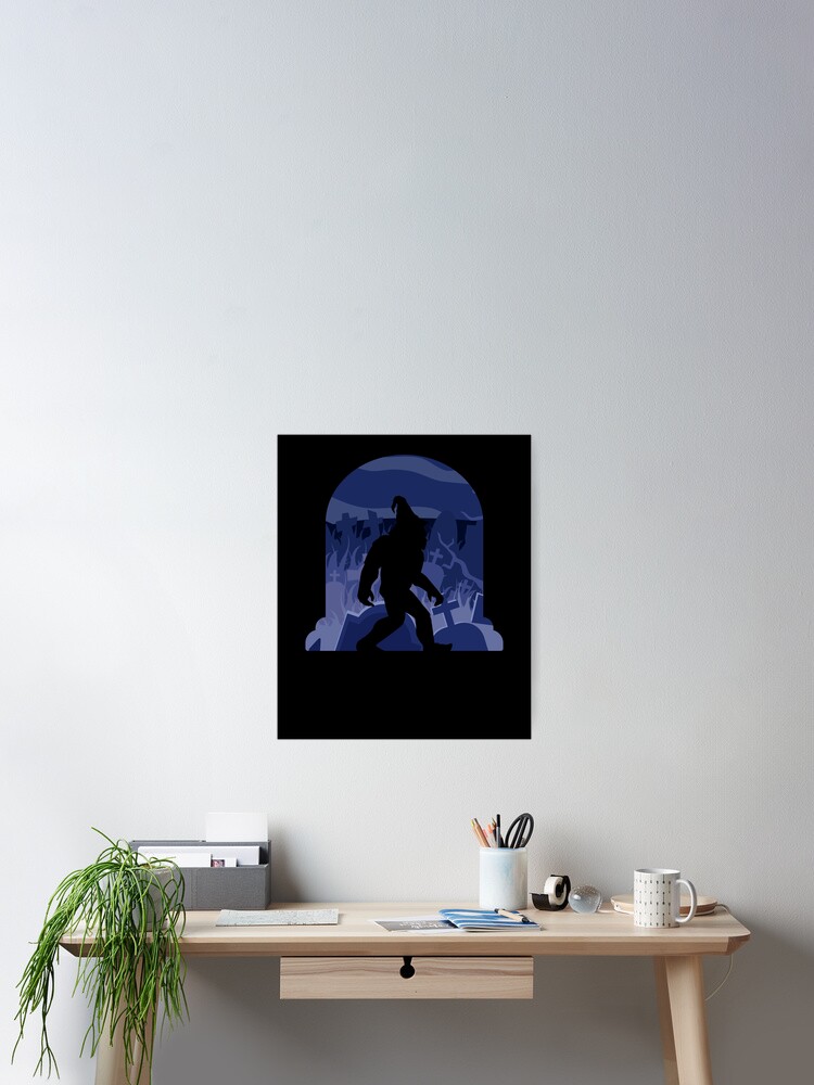 Thumbnail 2 von 3, Poster, Bigfoot Witch Costume Halloween Cemetery Witch Sasquatch Gear designt und verkauft von DynamicDesign.