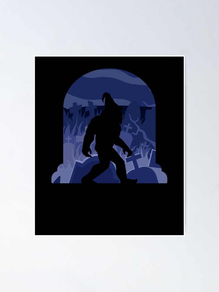 Thumbnail 1 von 3, Poster, Bigfoot Witch Costume Halloween Cemetery Witch Sasquatch Gear designt und verkauft von DynamicDesign.