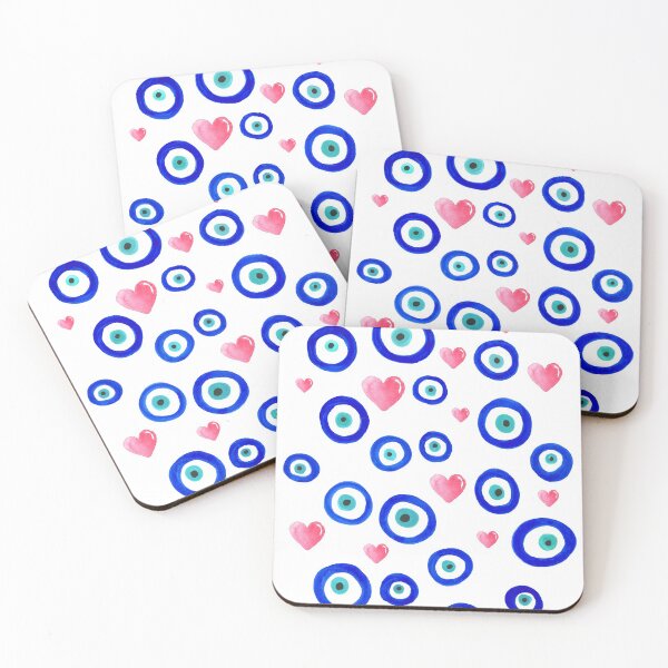 Item preview, Scattered Evil Eyes & Hearts on white designed and sold by laurabethlove.