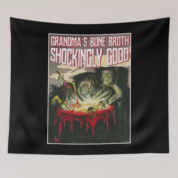 Item preview, Vintage Witch Bone Broth Cooking Retro Horror Poster Halloween Grandma Gift designed and sold by TheAplus.