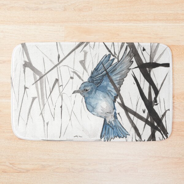 Item preview, Mountain Bluebird Watercolor Painting - Chinese, Japanese Painting - Asian Kanji Art - Bird Art - Aquarelle Peinture Animaux designed and sold by ArtProvocation.