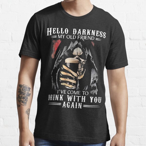 Hello Darkness My Old Friend Black V Neck Graphic Tee - A2868BK Large