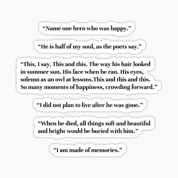 The Song Of Achilles Quotes Pack Sticker