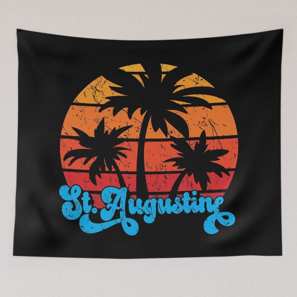 Item preview, St. Augustine Florida Retro Palm Trees with Sunset designed and sold by hobrath.