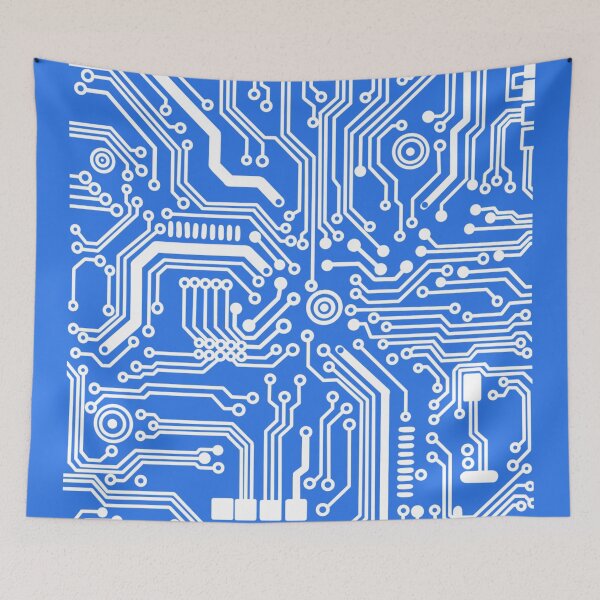Item preview, blue microchip hardware circuit design designed and sold by Giulia  Palazzo.