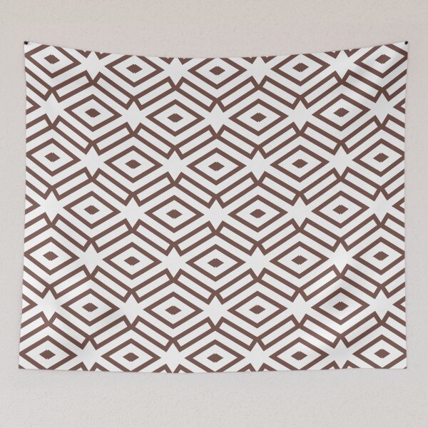Item preview, Brown and White Ornamental Shape Pattern 7 2021-2022 Trending Color - Colour- Shade- Hue Pantone Root Beer 19-1228 designed and sold by ColorOfTheYears.