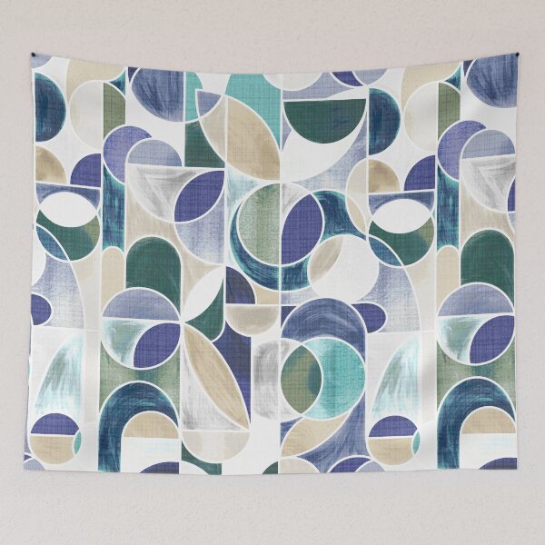 Item preview, Paint Washed Modern Geometric - Cold Colors  designed and sold by TigaTiga.
