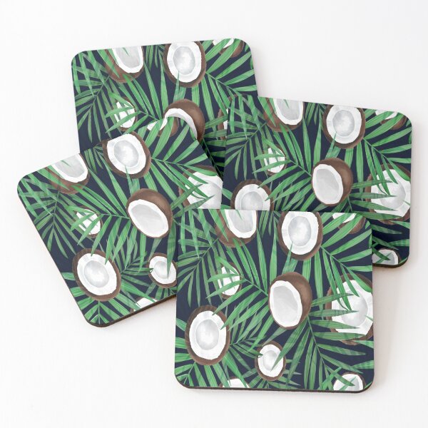 Item preview, Vector seamless pattern with coconut. Tropical background with exotic fruits. Summer illustration. Coconut all over print. Palm frond. Tropical leaves, Jungle plants for Men's & Women's Fashion designed and sold by TeeFashionShop.