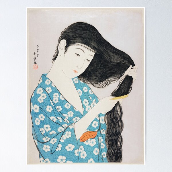 Item preview, Japanese woman combing her hair (Goyō Hashiguchi (1920) designed and sold by Jaq ..