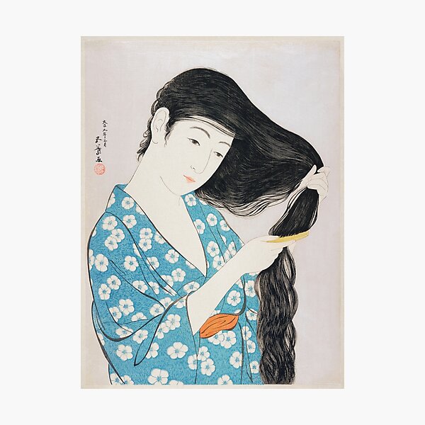 Item preview, Japanese woman combing her hair (Goyō Hashiguchi (1920) designed and sold by Jaq ..
