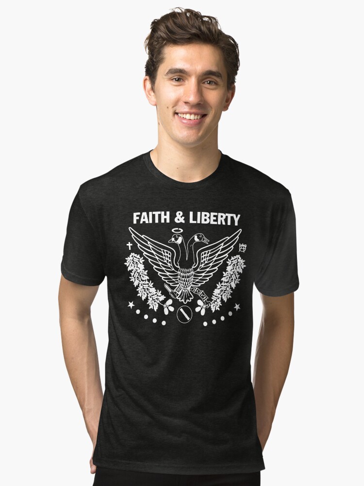 Thumbnail 1 of 7, Tri-blend T-Shirt, Faith & Liberty Band Style designed and sold by faithandliberty.
