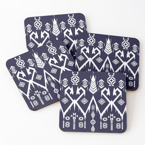 Item preview, White & blue ethnic geometric pattern designed and sold by GeomePattern.