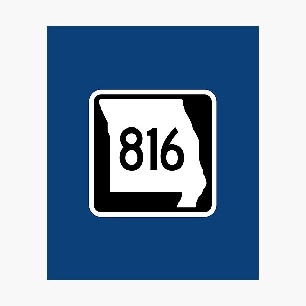 Missouri State Route 816 (Area Code 816) Photographic Print