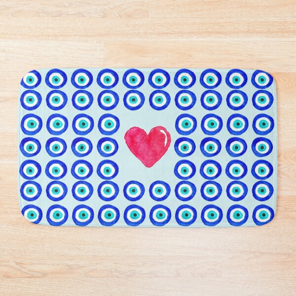 Item preview, Evil Eye Protected Heart Light Blue background designed and sold by laurabethlove.