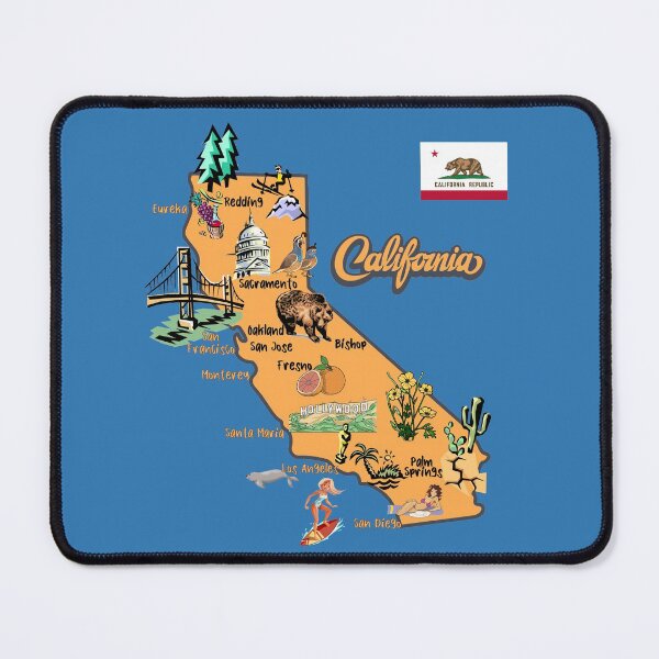 Item preview, Hand Drawn Illustration of California Map with Tourist Destinations designed and sold by mashmosh.