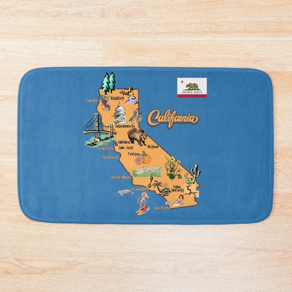 Item preview, Hand Drawn Illustration of California Map with Tourist Destinations designed and sold by mashmosh.