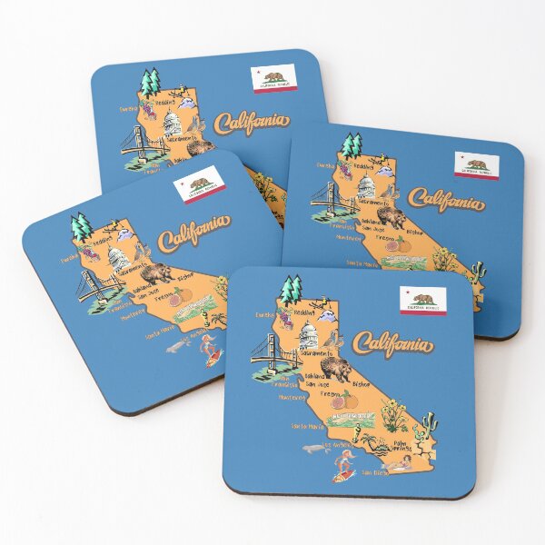 Item preview, Hand Drawn Illustration of California Map with Tourist Destinations designed and sold by mashmosh.