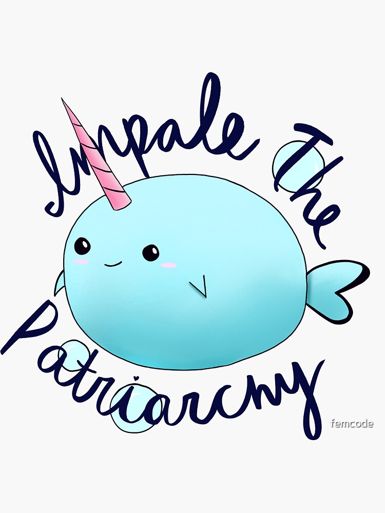 Thumbnail 3 von 3, Sticker, Das Patriarchat Narwhal aufspießen designt und verkauft von femcode.