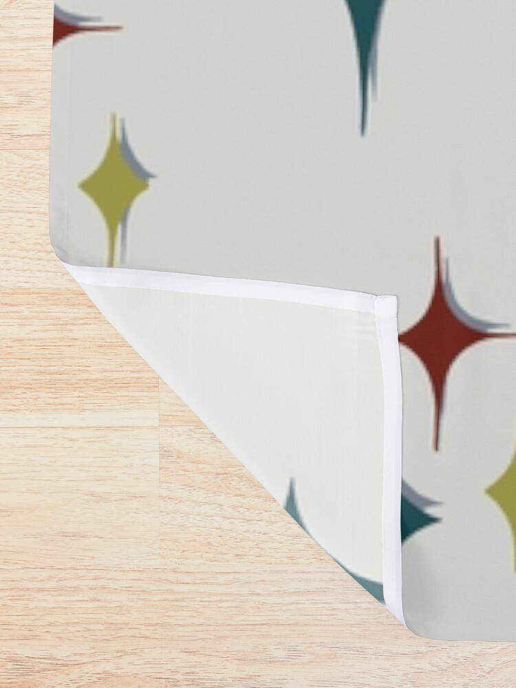 Alternate view of Atomic Mid Century Diamond Starbursts Shower Curtain