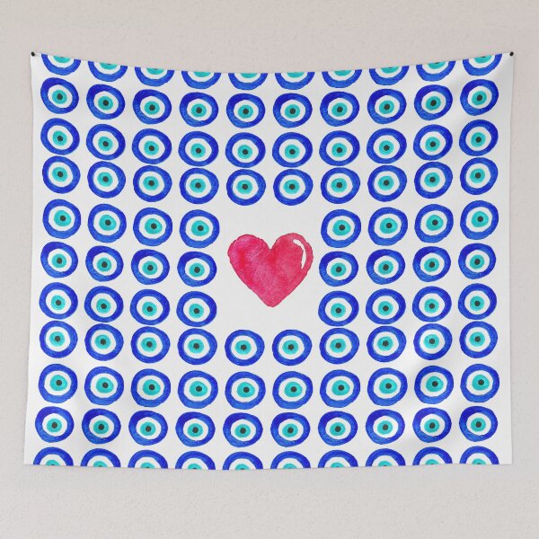 Item preview, Evil Eye Protected Heart white background designed and sold by laurabethlove.