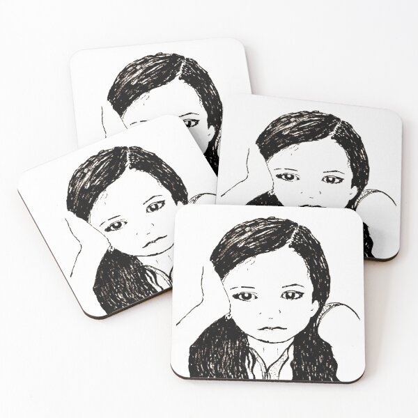 Item preview, Bored Child's face black & white painting designed and sold by Jennifer Morcom.